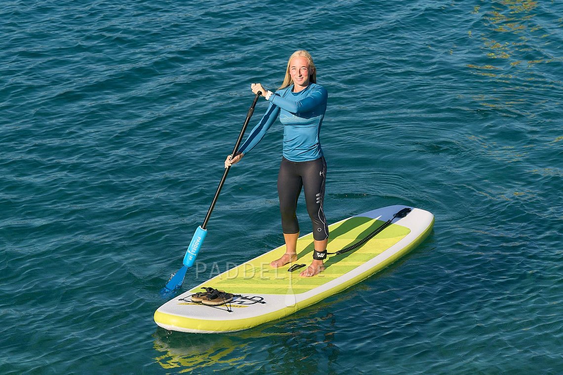 Damen Outfit 1 - Gelb - lycra langarm, legíny tříčtvrteční fürs sup-board