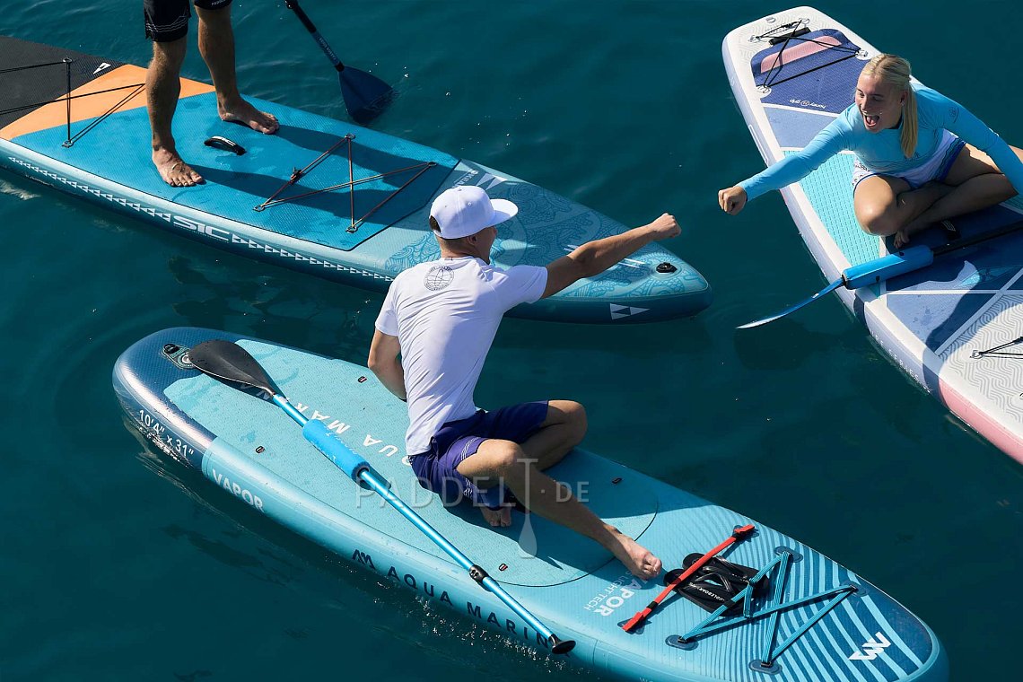 Herren Outfit 3 - Türkis - lycra kurzarm, MMA-Shorts fürs sup-board