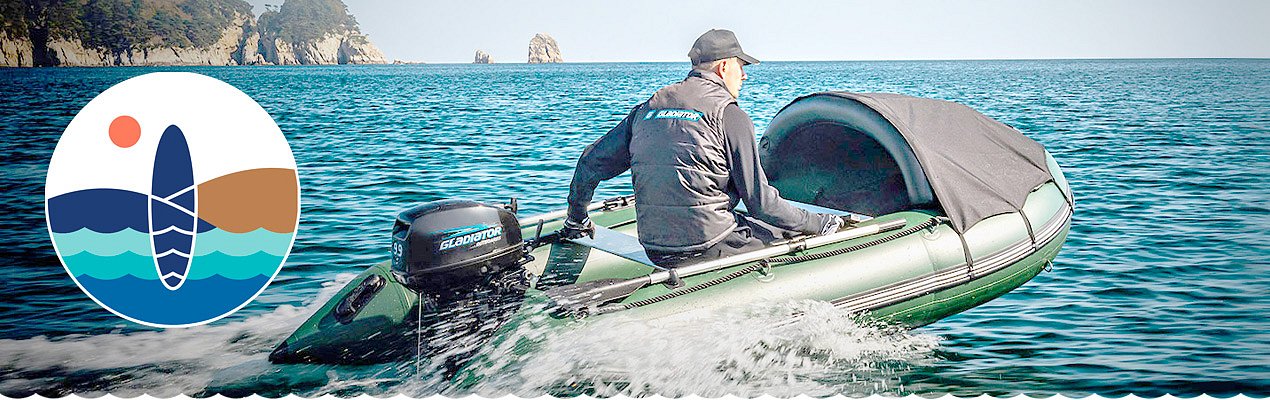 Schlauchboote mit Außenbordmotoren - Farben Green, gray zelená, Grau