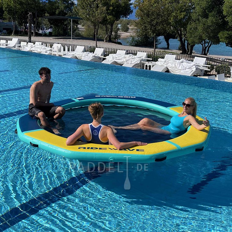 Nafukovací kruhový DOCK se síťovým středem na vodu, bazének na vodu