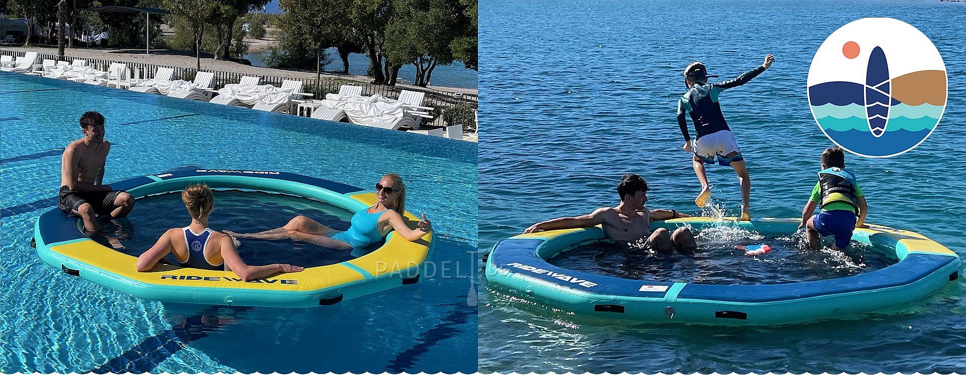 Nafukovací kruhový DOCK se síťovým středem na vodu, bazének na vodu