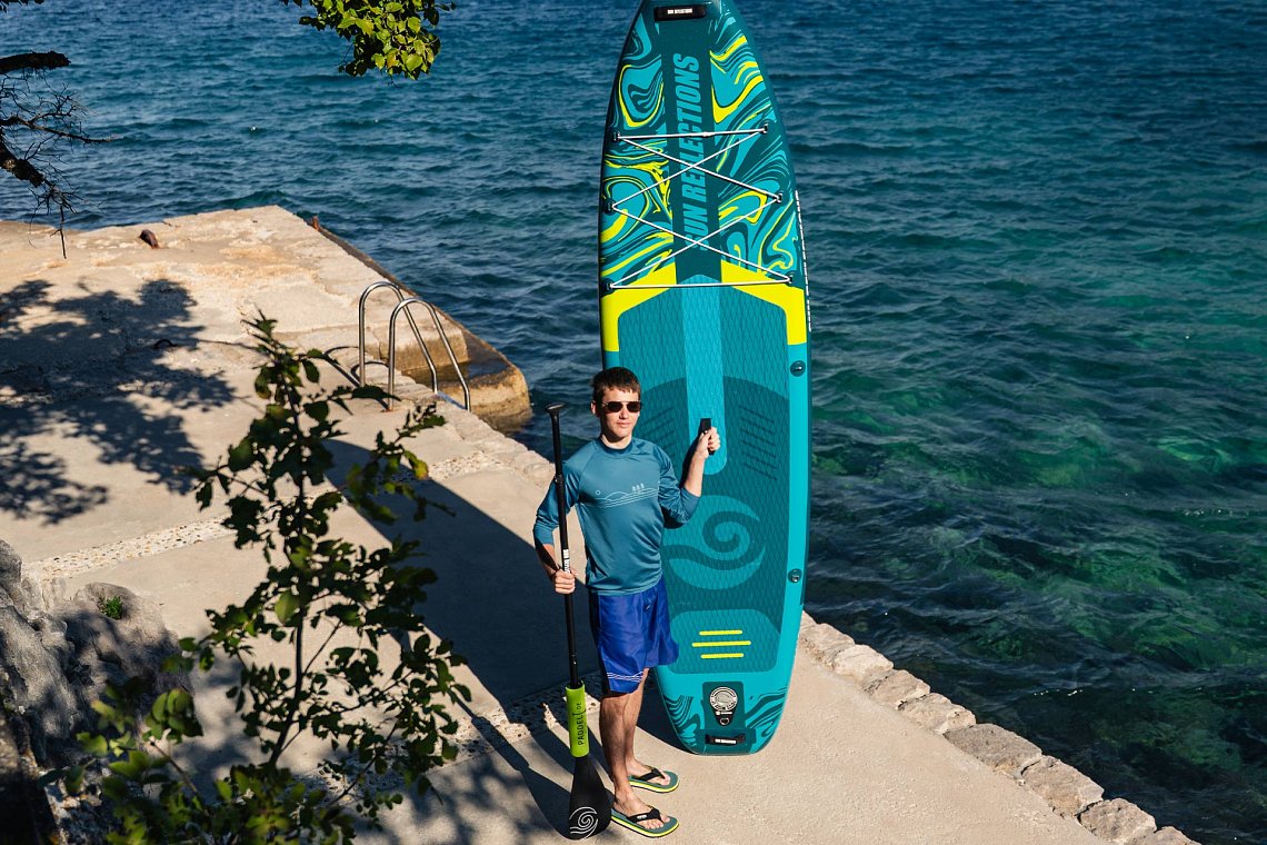 Herren outfit 2 - Gelb - SUP board GLADIATOR PRO, lycra, COOL Flip-Flops