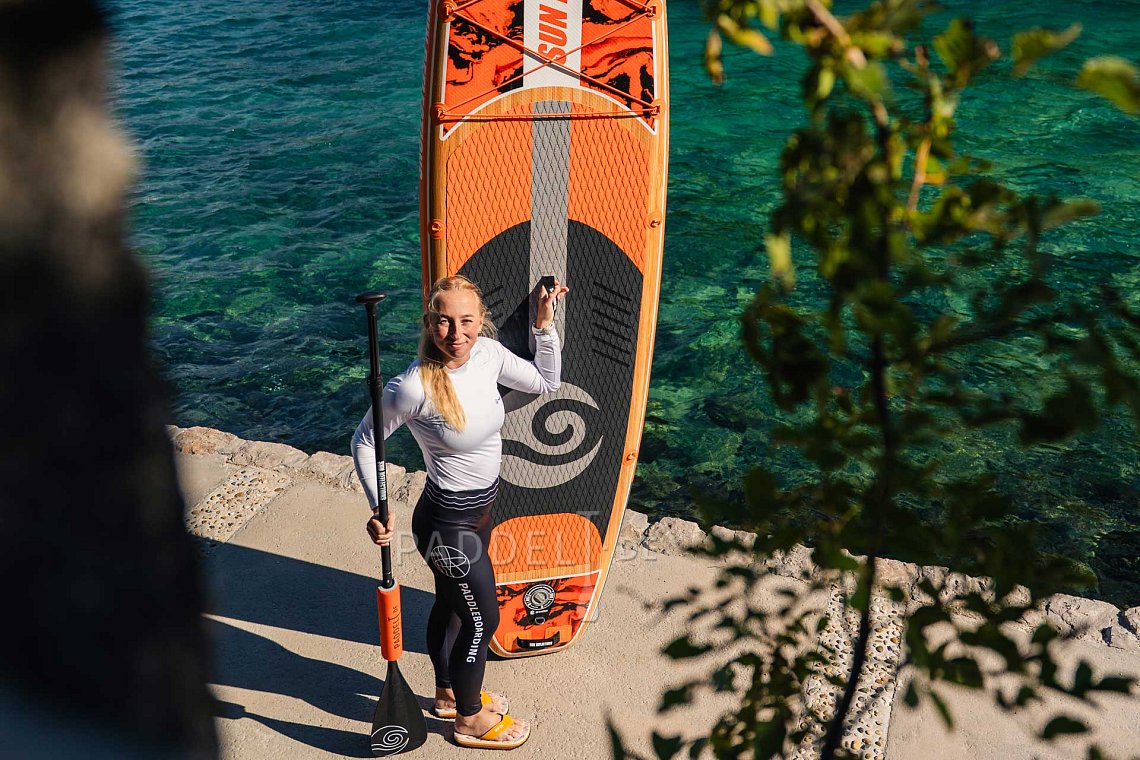 Damen outfit 4 - Orange - SUP board GLADIATOR PRO, lycra, COOL Flip-Flops