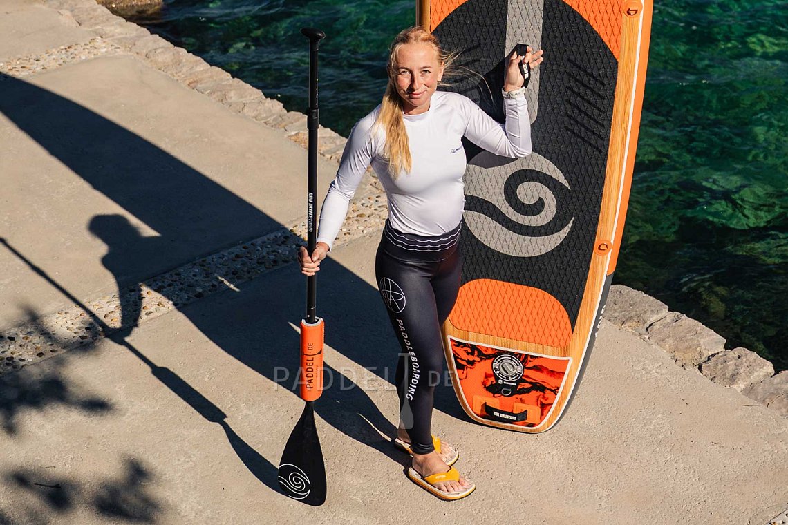 Damen outfit 4 - Orange - SUP board GLADIATOR PRO, lycra, COOL Flip-Flops