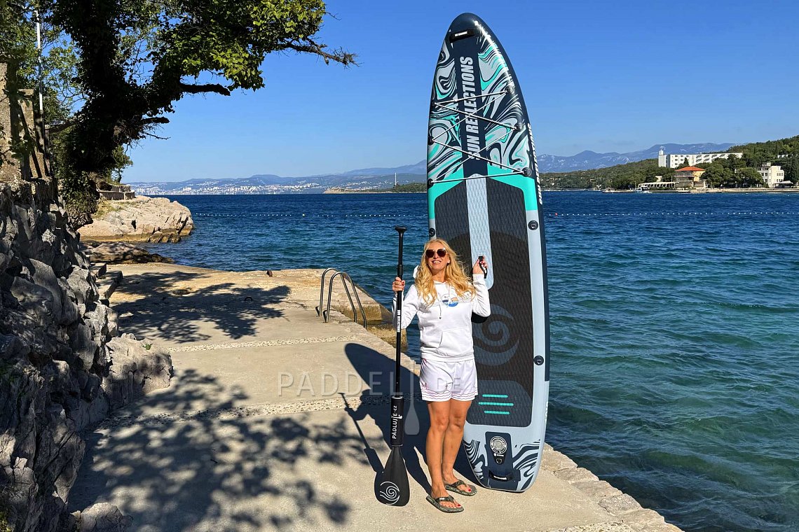 Damen outfit 5 - Schwarz - SUP board GLADIATOR PRO, lycra, COOL Flip-Flops