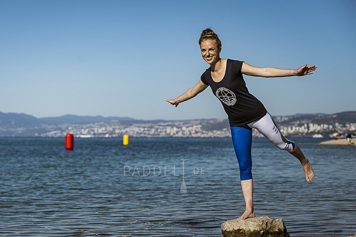 Damen Outfit 5 - Blau - t-shirt bio baumwolle, tříčtvrteční legíny