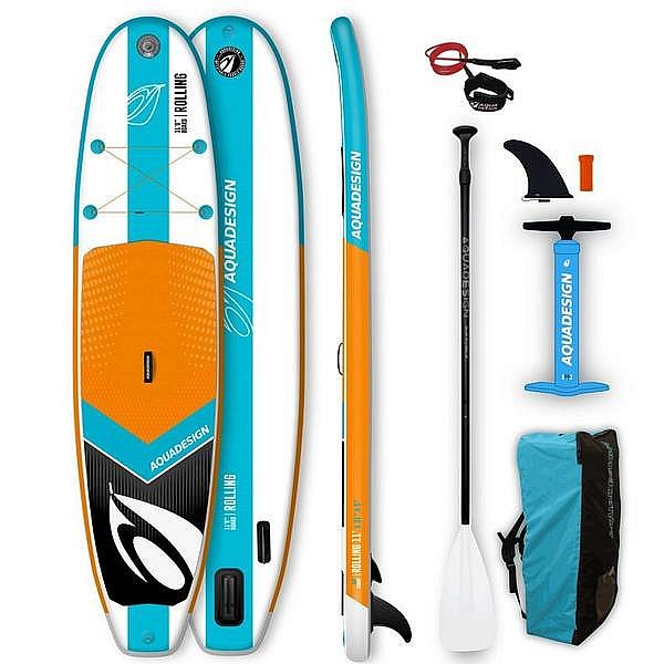 SUP AQUADESIGN ROLLING 11 mit Paddel - aufblasbares Stand Up Paddle Board