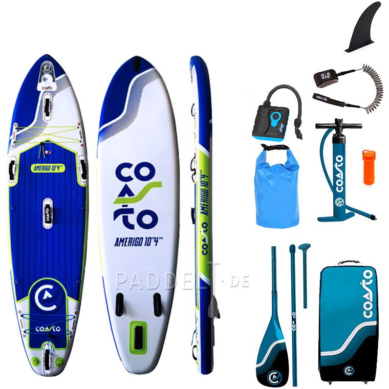 SUP COASTO AMERIGO 10'4 mit Paddel - aufblasbares Stand Up Paddle Board