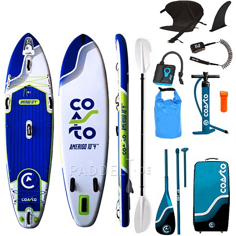 SUP COASTO AMERIGO 10'4 mit Paddel - aufblasbares Stand Up Paddle Board