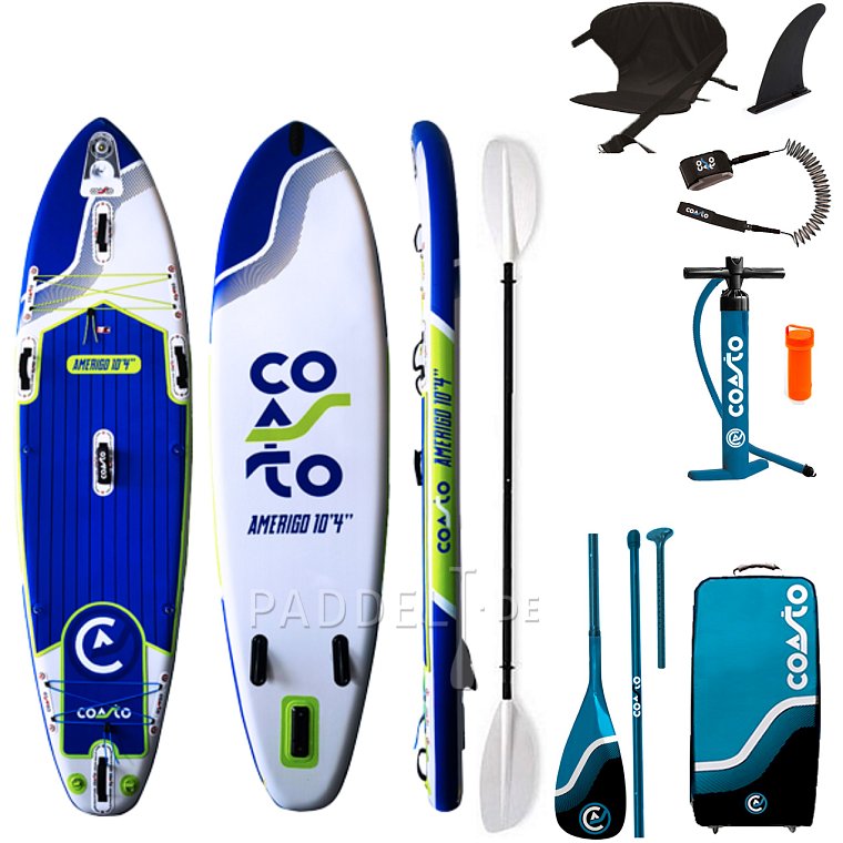 SUP COASTO AMERIGO 10'4 mit Paddel - aufblasbares Stand Up Paddle Board