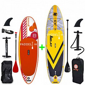 ZRAY E11, GLADIATOR KID 8 - Familien-SET (1+1) - aufblasbare Stand Up Paddle Boards
