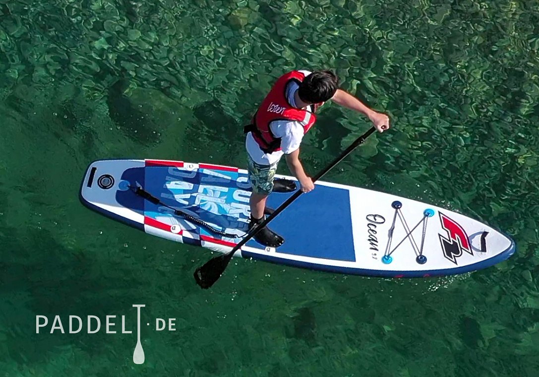 Paddel Paddle BOY - Board Stand BLUE mit Up F2 SUP aufblasbares OCEAN 9\'2