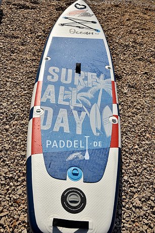 SUP BOY aufblasbares 9\'2 Paddle Stand mit F2 BLUE Up OCEAN Board Paddel -