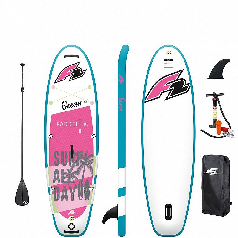 SUP F2 OCEAN GIRL 9'2 PINK mit Paddel - aufblasbares Stand Up Paddle Board