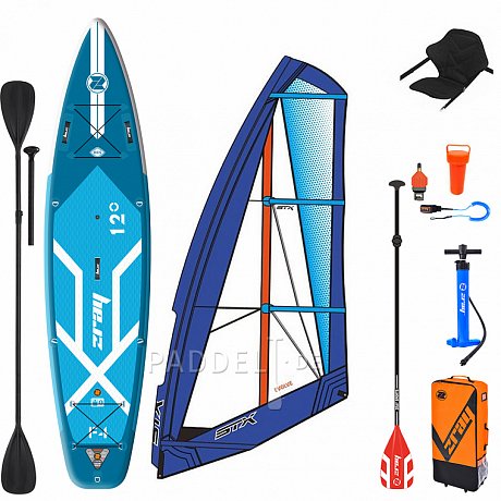 ZRAY F4 FURY EPIC 12'0 WindSUP incl. Segel - aufblasbares Stand Up Paddle  Board, Windsurfboard und Kajak Größe: 4,9m