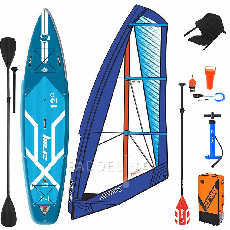 ZRAY F4 FURY EPIC 12'0 WindSUP incl. Segel - aufblasbares Stand Up Paddle Board, Windsurfboard und Kajak