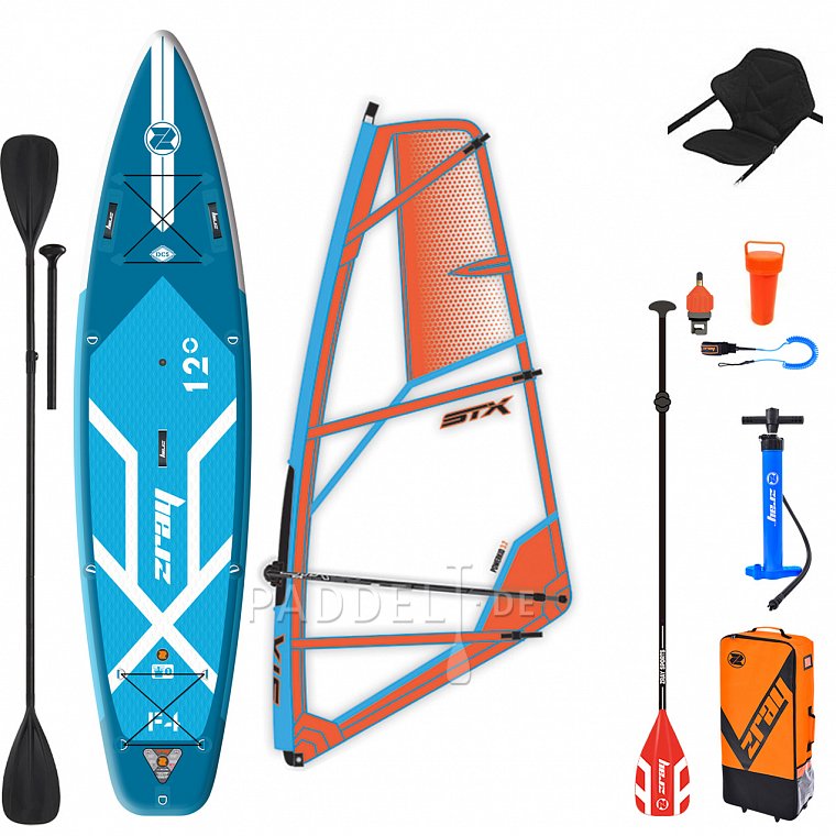 ZRAY F4 FURY EPIC 12'0 WindSUP incl. Segel - aufblasbares Stand Up Paddle Board, Windsurfboard und Kajak