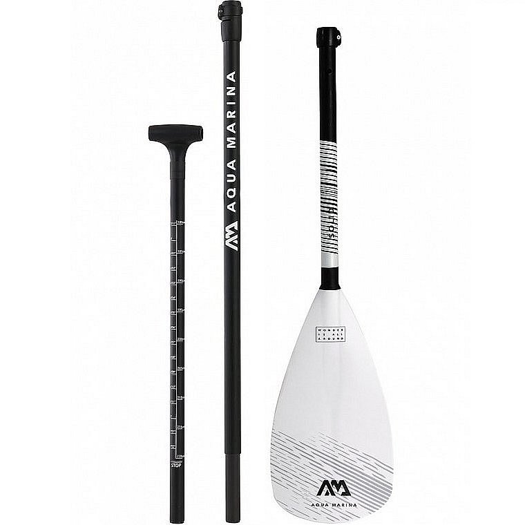 Paddel AQUA MARINA SOLID Fiberglass 3D, 3-teiliges verstellbares SUP Paddel 2021