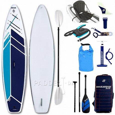 SUP GLADIATOR ELITE 11'4 TOURING  mit Karbon Paddel - aufblasbares Stand Up Paddle Board