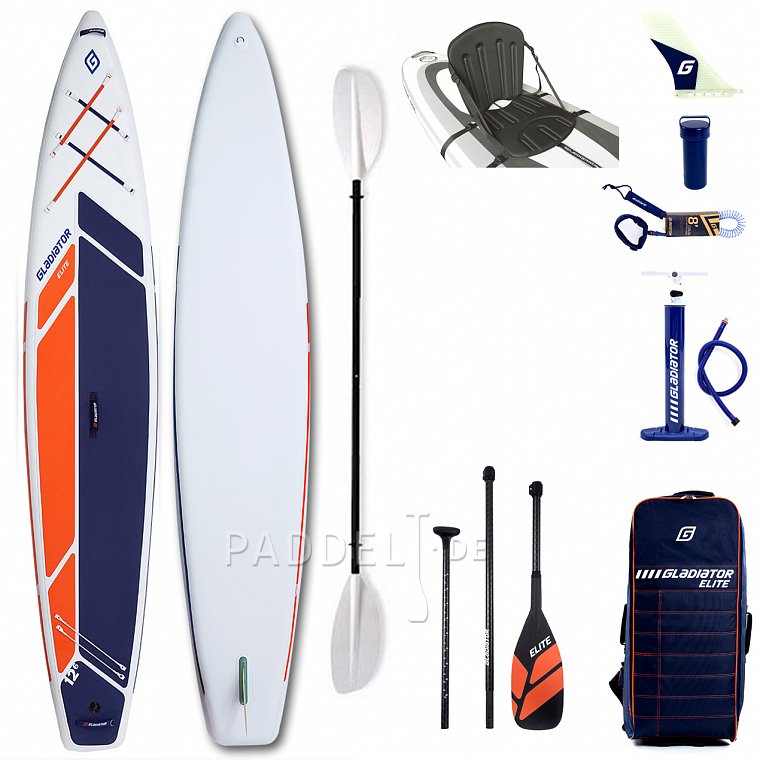 SUP GLADIATOR ELITE 12'6 Sport mit Karbon Paddel Modell 2022 - aufblasbares Stand Up Paddle Board