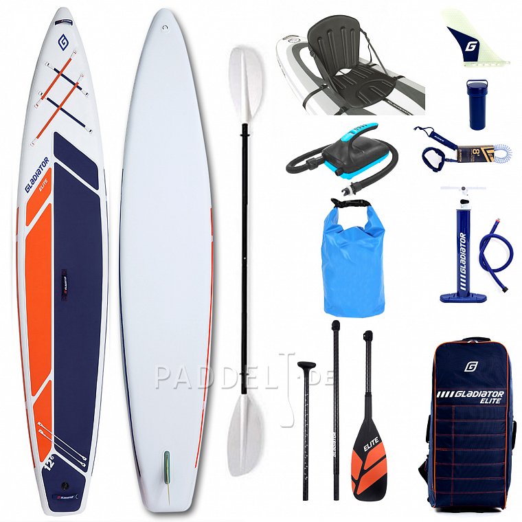 SUP GLADIATOR ELITE 12'6 Sport mit Karbon Paddel Modell 2022 - aufblasbares Stand Up Paddle Board