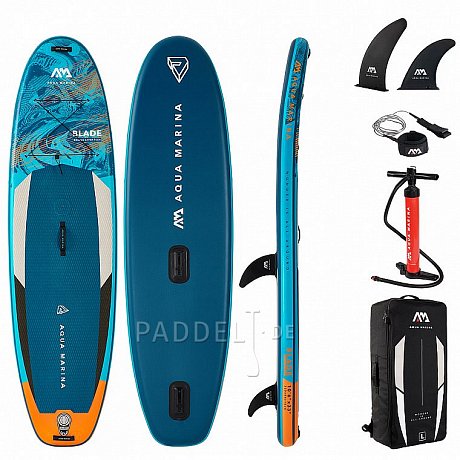 SUP AQUA MARINA Blade 10\'6 Modell 2022 - aufblasbares Stand Up Paddle Board  mit Windsurf-Option Variante: Grund-Set