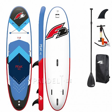 SUP F2 PEAK WINDSURF 11'8 BLUE - aufblasbares Stand Up Paddle Board, Windsurfboard