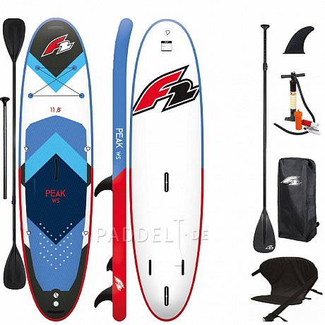 SUP F2 PEAK WINDSURF 11'8 BLUE - aufblasbares Stand Up Paddle Board, Windsurfboard