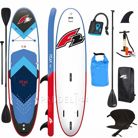SUP F2 PEAK WINDSURF 11'8 BLUE - aufblasbares Stand Up Paddle Board, Windsurfboard