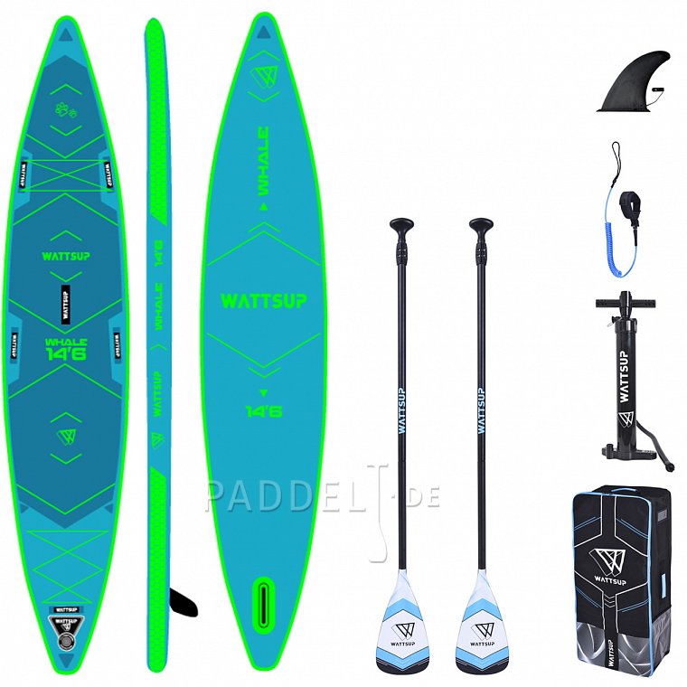 SUP WATTSUP  Whale 14'6'' mit Paddel - aufblasbares Stand Up Paddle Board