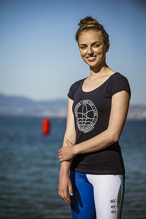 Tričko dámské PADDLEBOARDING STAMP NAVY Bio bavlna krátký rukáv