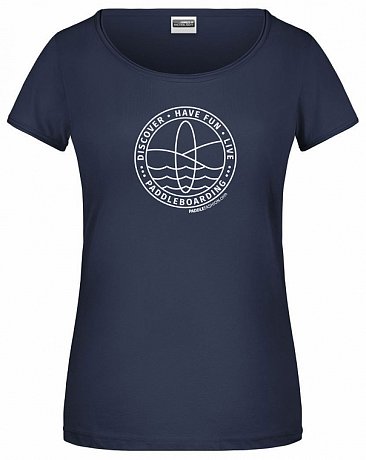 T-Shirt Damen PADDLEBOARDING STAMP NAVY Bio Baumwolle kurzarm