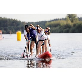 T-Shirt Damen PADDLEBOARDING WHITE lycra kurzarm