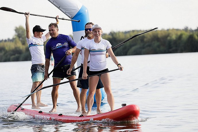 T-Shirt Damen PADDLEBOARDING WHITE lycra kurzarm