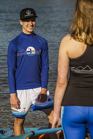 T-shirt Herren PADDLEBOARDING BLUE lycra langarm