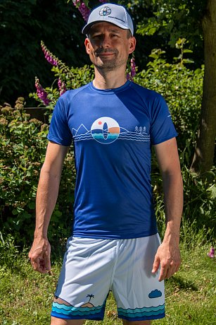 T-shirt Herren PADDLEBOARDING BLUE lycra langarm