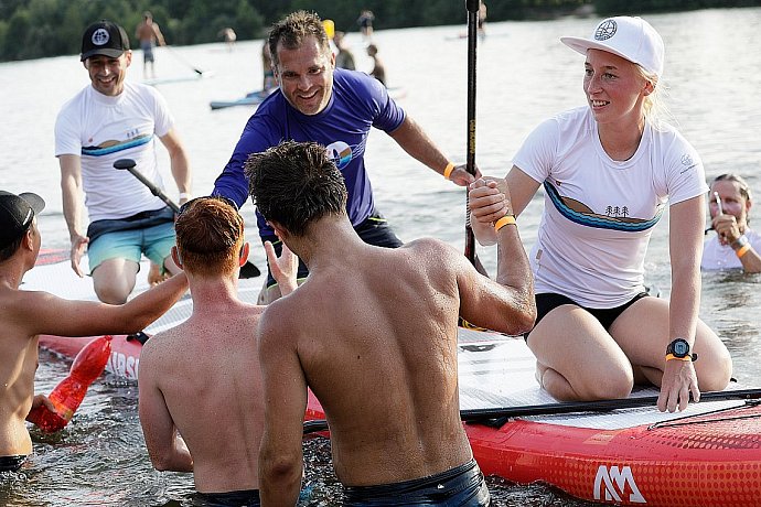 T-Shirt Herren PADDLEBOARDING WHITE lycra kurzarm