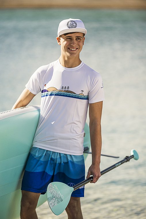 Tričko pánské PADDLEBOARDING WHITE lycra krátký rukáv