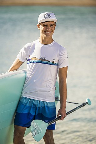 T-Shirt Herren PADDLEBOARDING WHITE lycra kurzarm