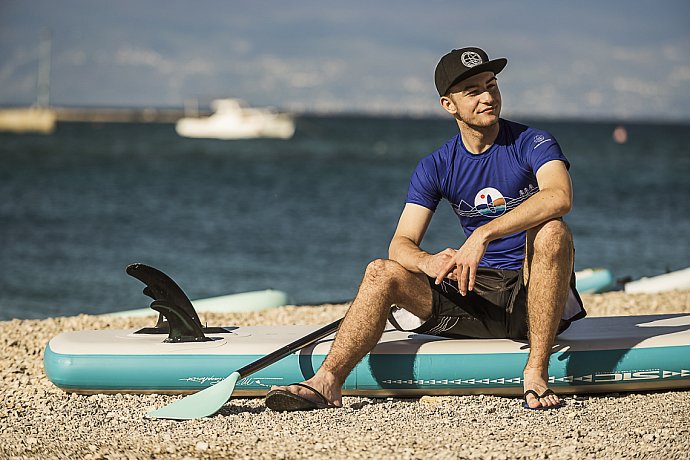 T-Shirt Herren PADDLEBOARDING BLUE lycra kurzarm