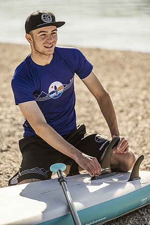 T-Shirt Herren PADDLEBOARDING BLUE lycra kurzarm