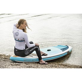 T-Shirt Damen PADDLEBOARDING WHITE lycra langarm