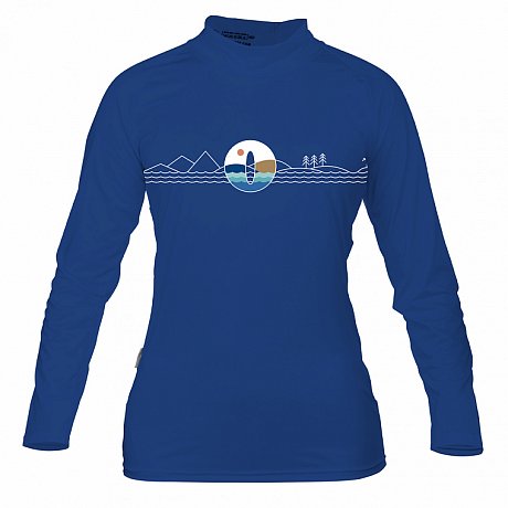 T-Shirt Damen PADDLEBOARDING BLUE lycra langarm