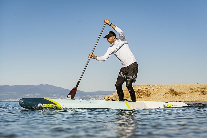 T-Shirt Herren  PADDLEBOARDING WHITE lycra langarm