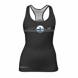 Damen Tank Top elastisch PADDLEBOARDING BLACK