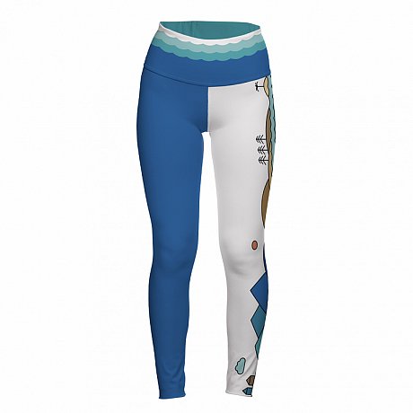 Leggins Damen lang PADDLEBOARDING WHITE/BLUE