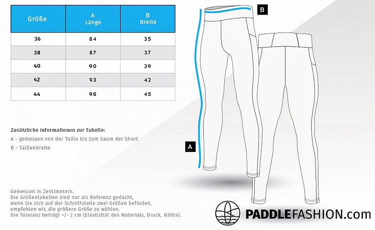 Leggins Damen lang PADDLEBOARDING WHITE/BLUE