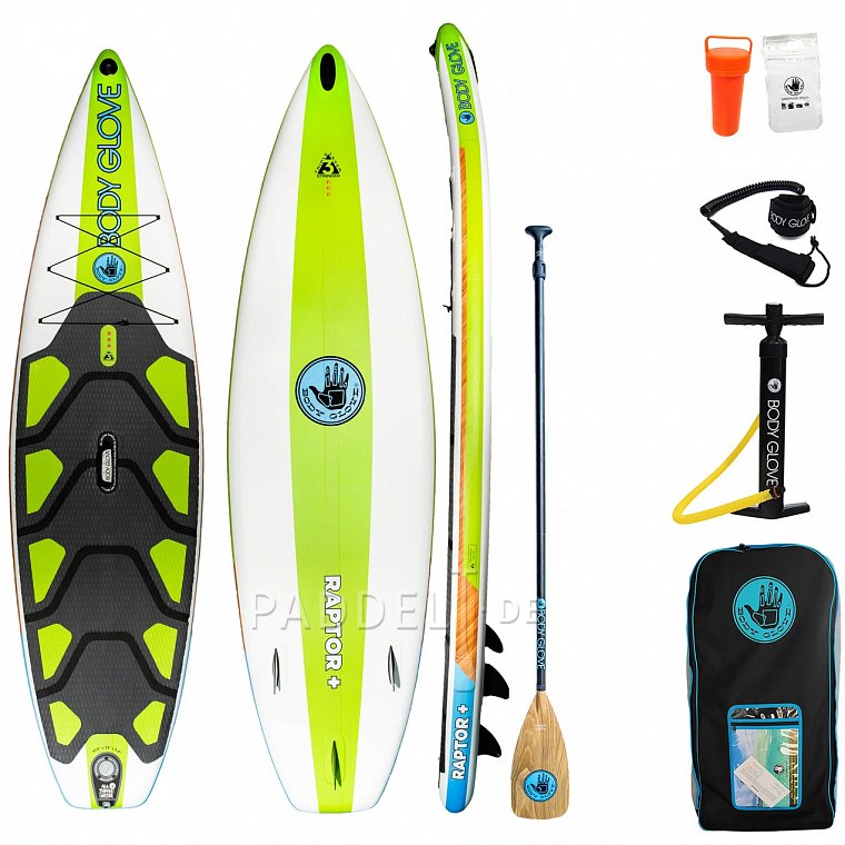 SUP BODY GLOVE Raptor+ 10'8 mit Paddel - aufblasbares Stand Up Paddle Board