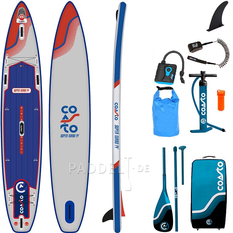 SUP COASTO SUPER TURBO 14' mit Paddel- aufblasbares Stand Up Paddle Board