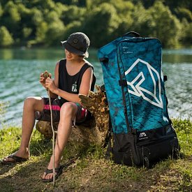 AQUA MARINA Premium 90l Rucksack mit Rollen für SUP Boards - blau